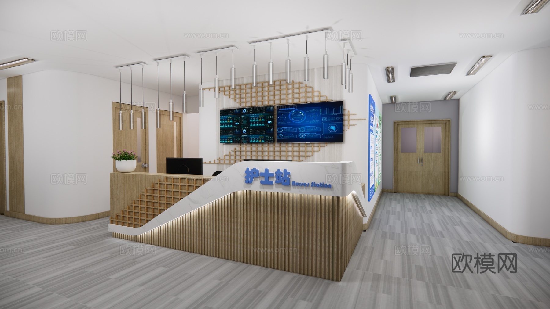 护士站 医院前台 咨询台 接待台su模型