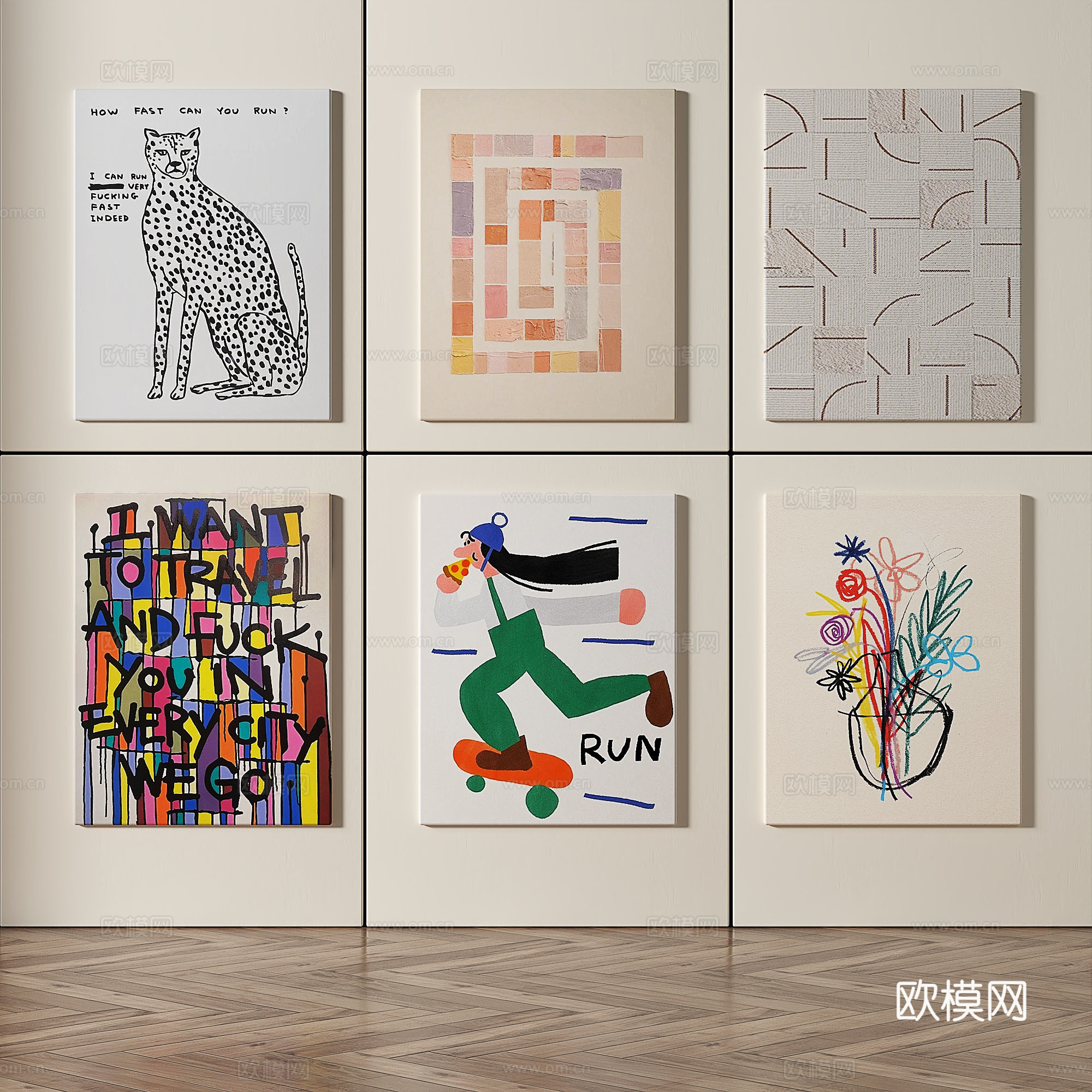 现代，简约，抽象，装饰画免费3d模型