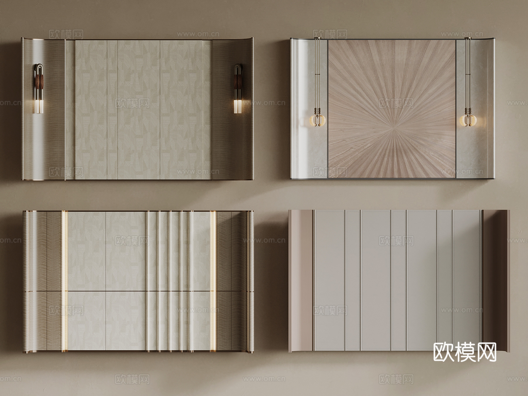 现代背景墙 卧室背景墙su模型