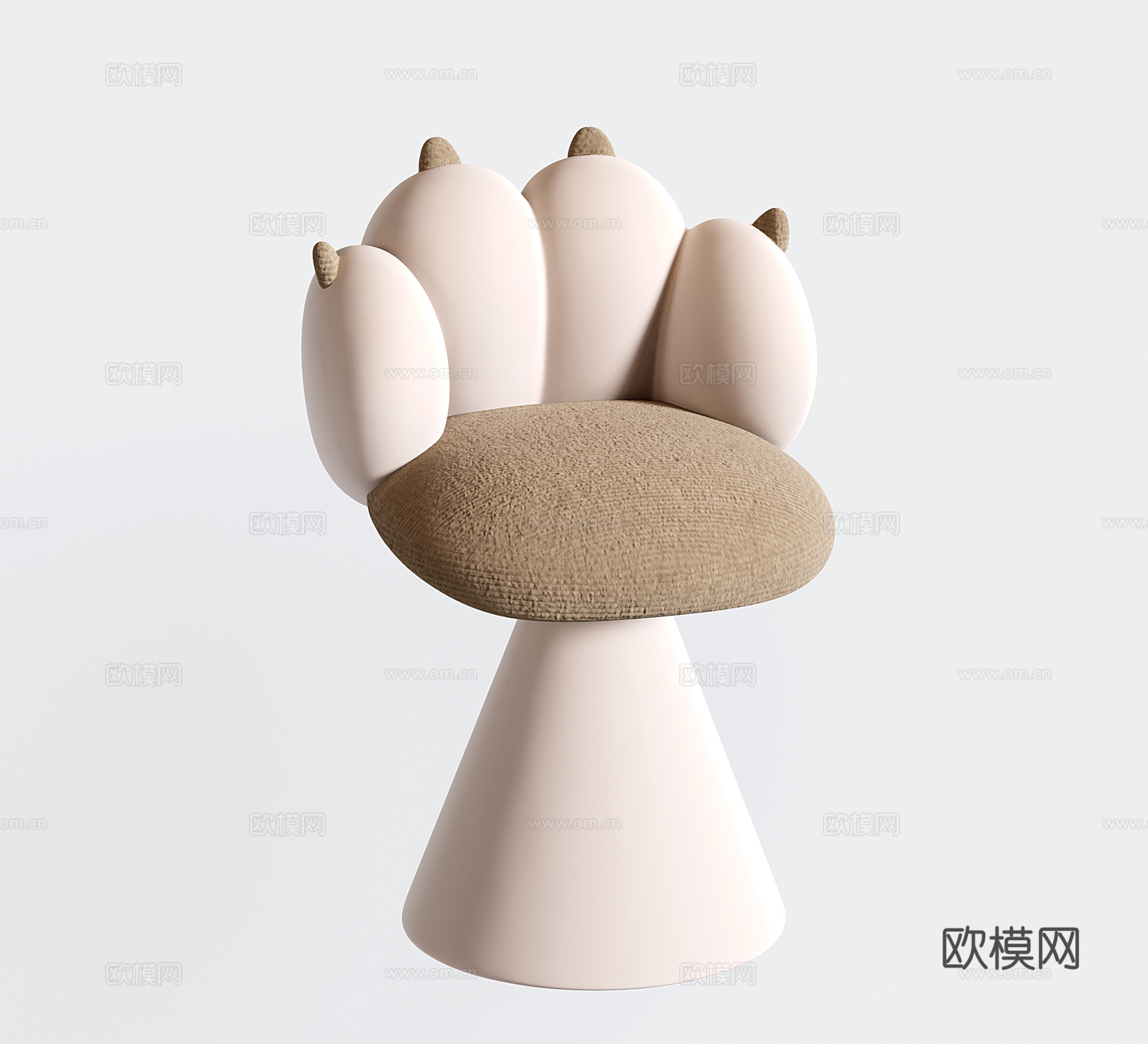 奶油风化妆椅 梳妆椅 休闲椅 化妆凳3d模型下载