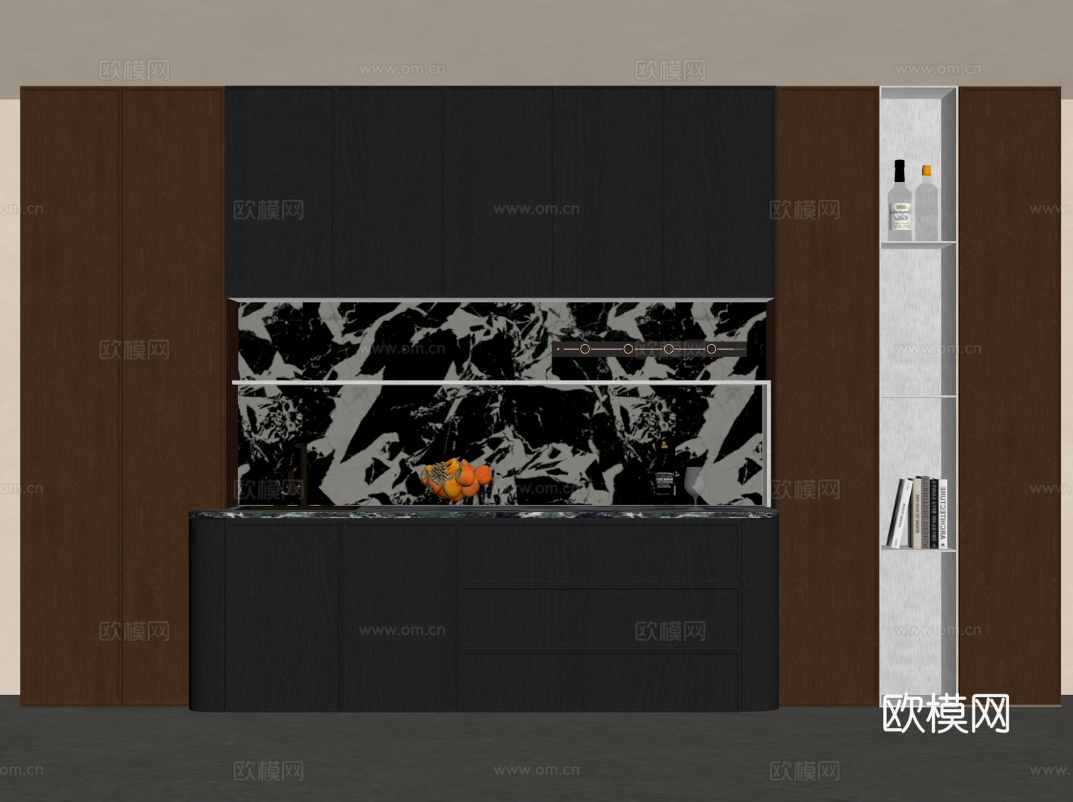 中古风酒柜 餐边柜su模型