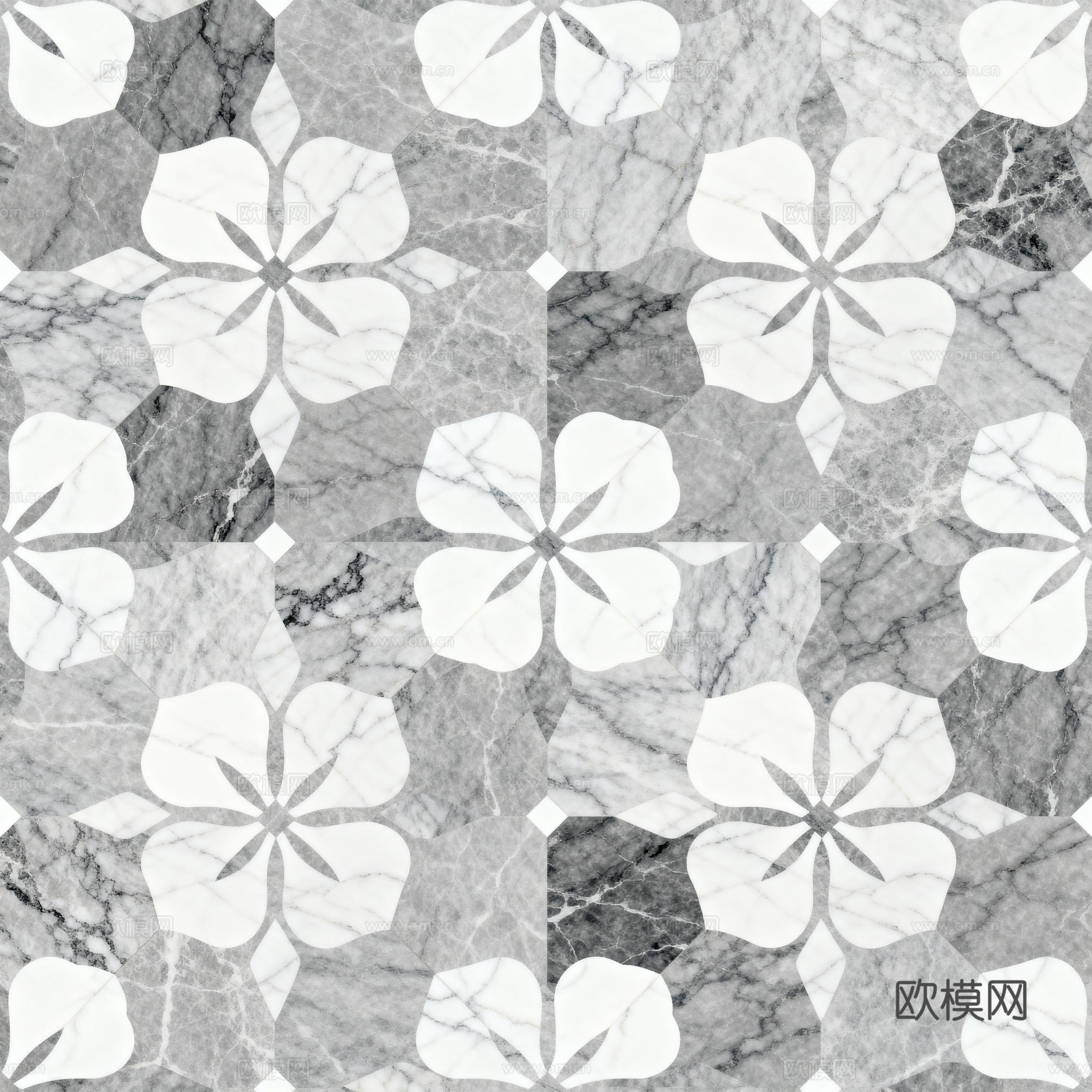 轻奢 灰白石材拼花 几何水刀石材拼花地砖 石材马赛克 花砖