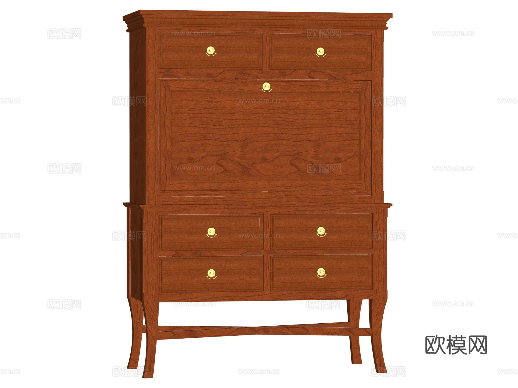 复古中古欧式边柜斗柜装饰柜储物柜su模型