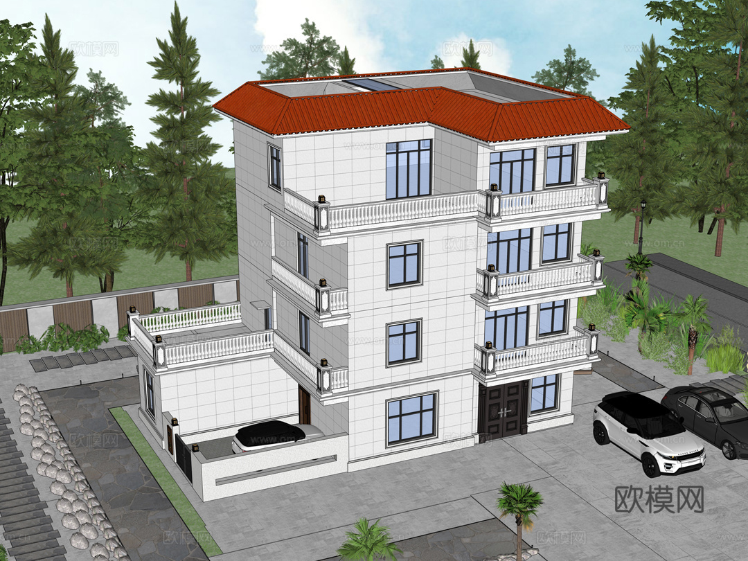 欧式别墅su模型su模型