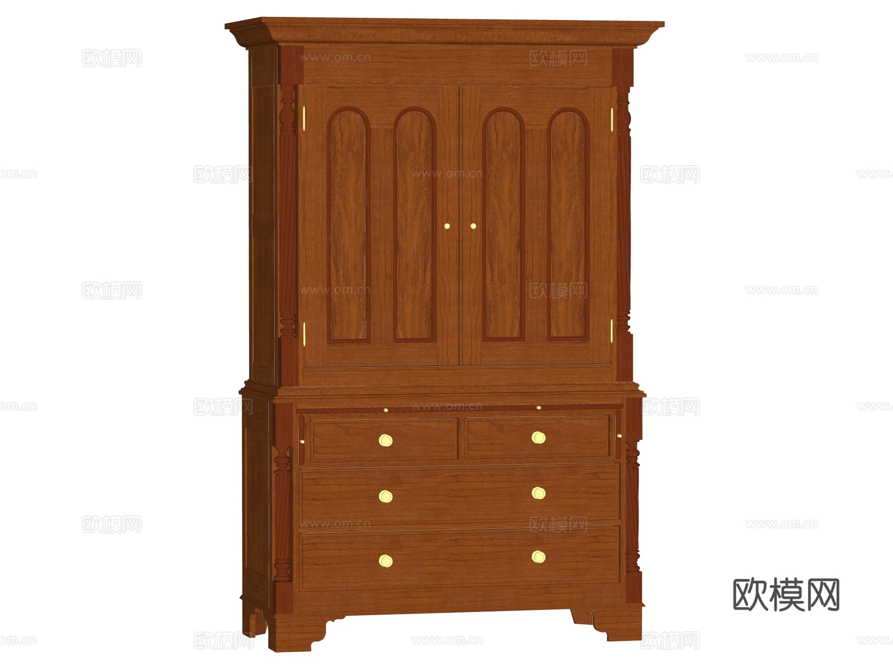 复古中古欧式边柜斗柜装饰柜储物柜su模型