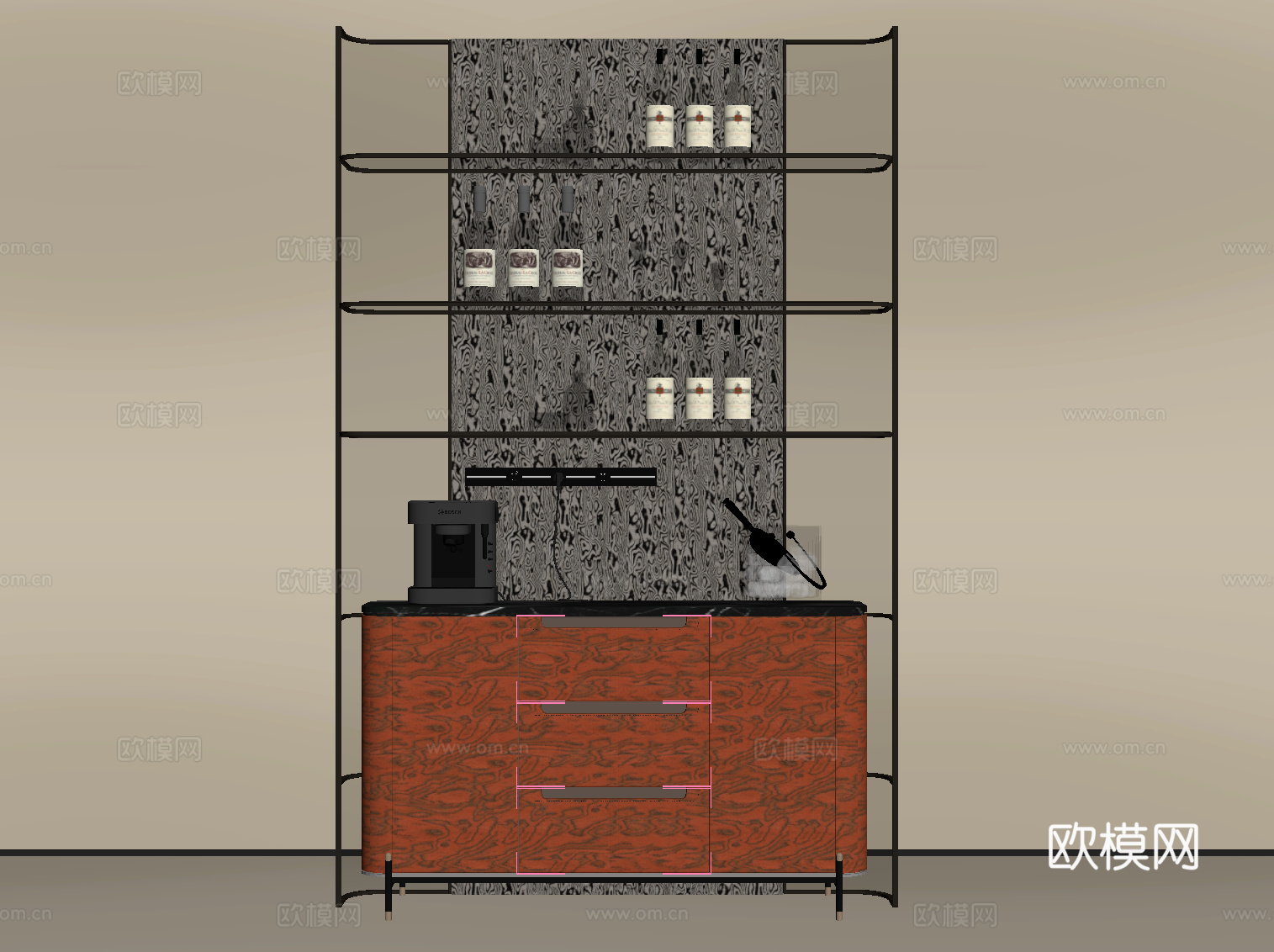 现代酒架 酒柜 餐边柜su模型