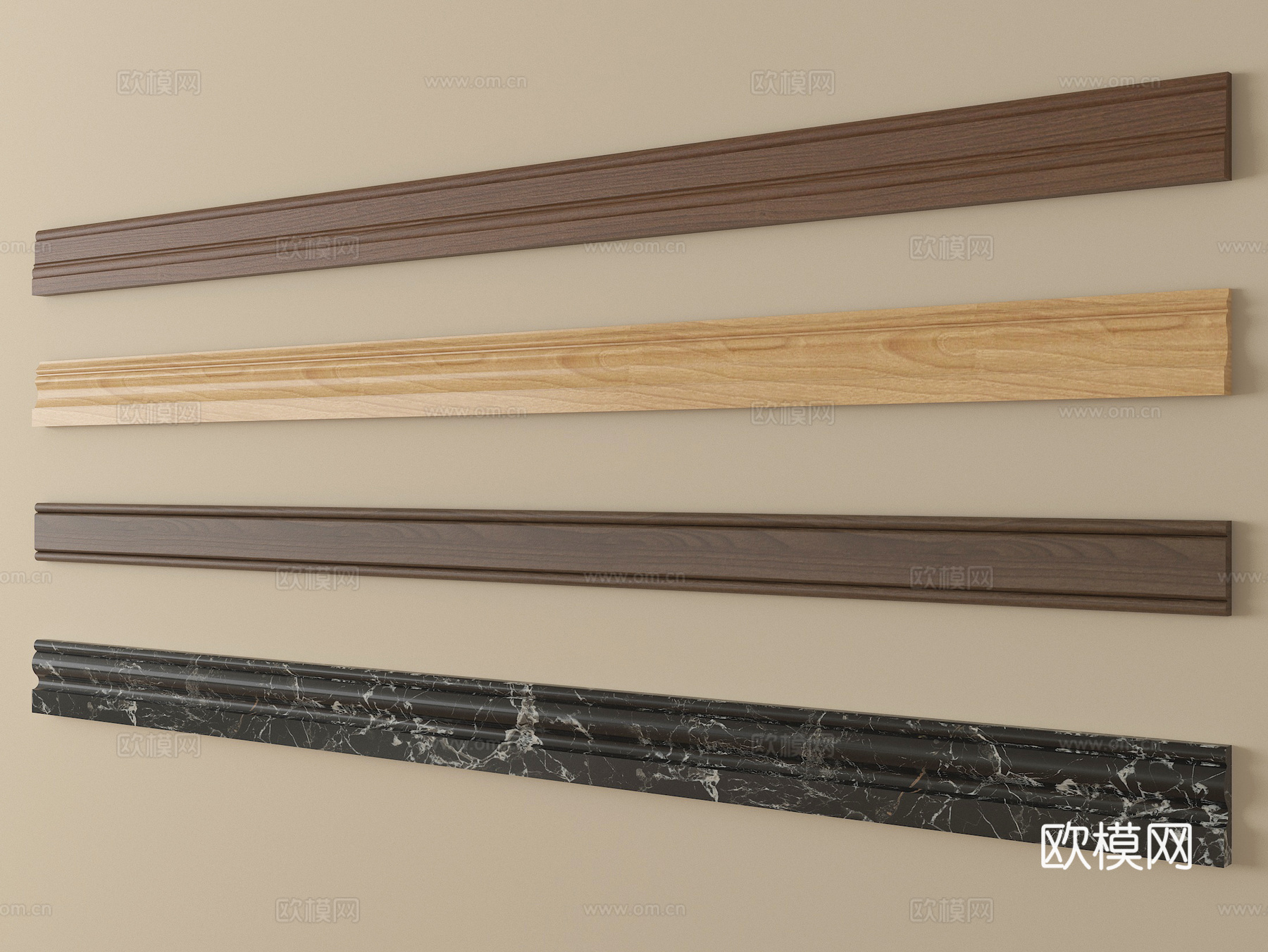 现代踢脚线 石材踢脚线 实木地脚线su模型