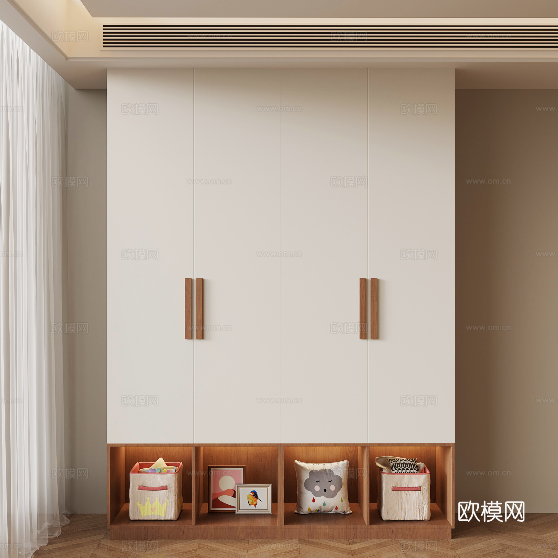 现代衣服 儿童衣柜su模型