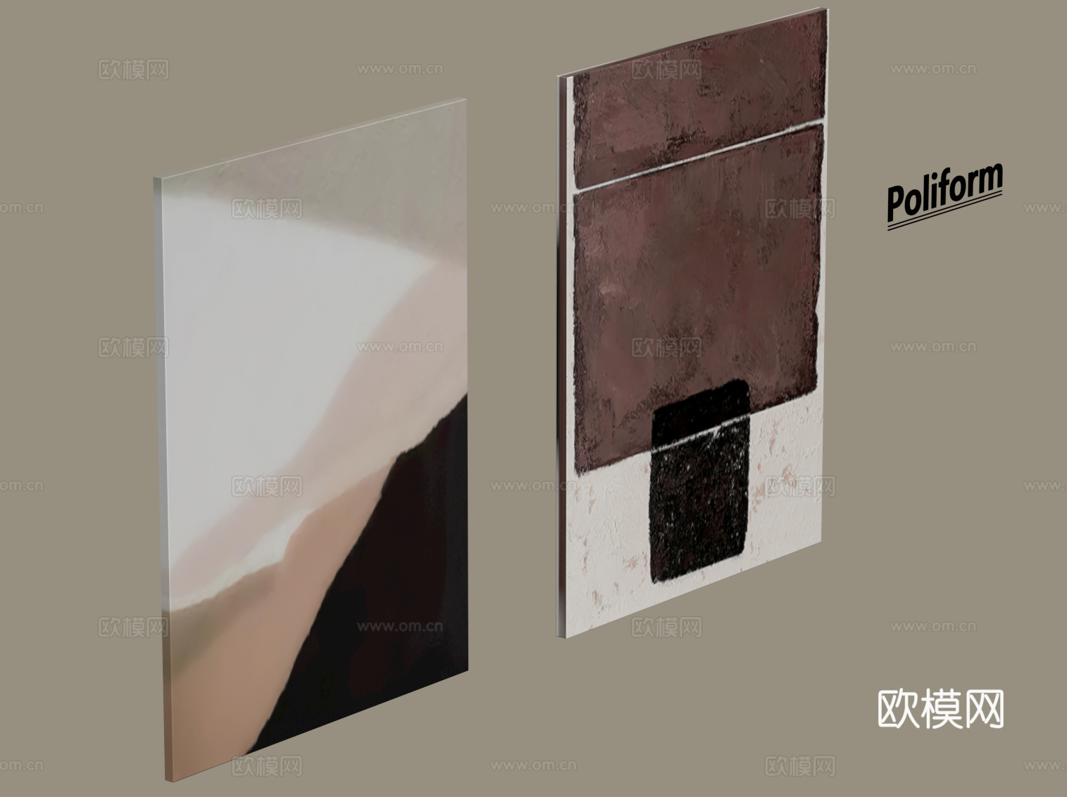 现代挂画 客厅装饰画su模型