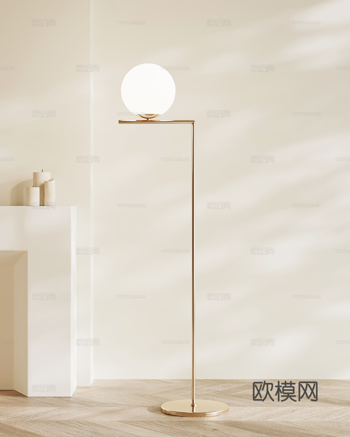 现代落地灯 球形落地灯su模型