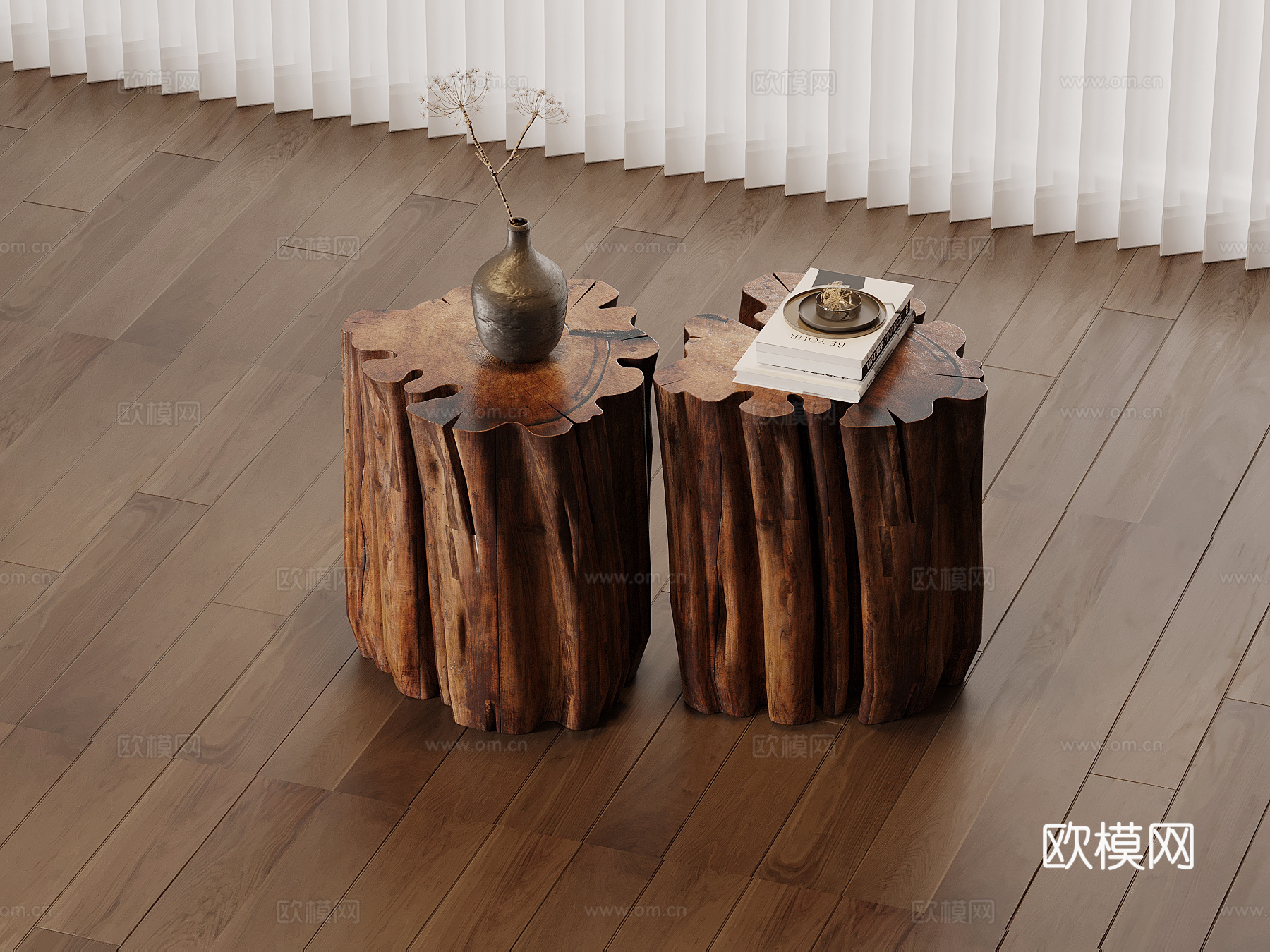 现代边几 实木边几su模型