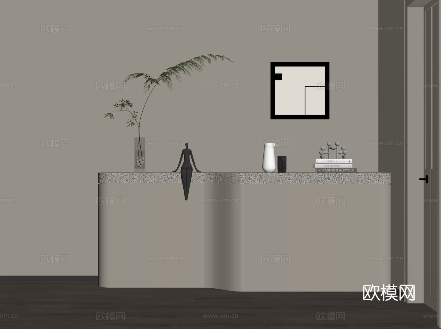 现代玄关柜 边柜su模型