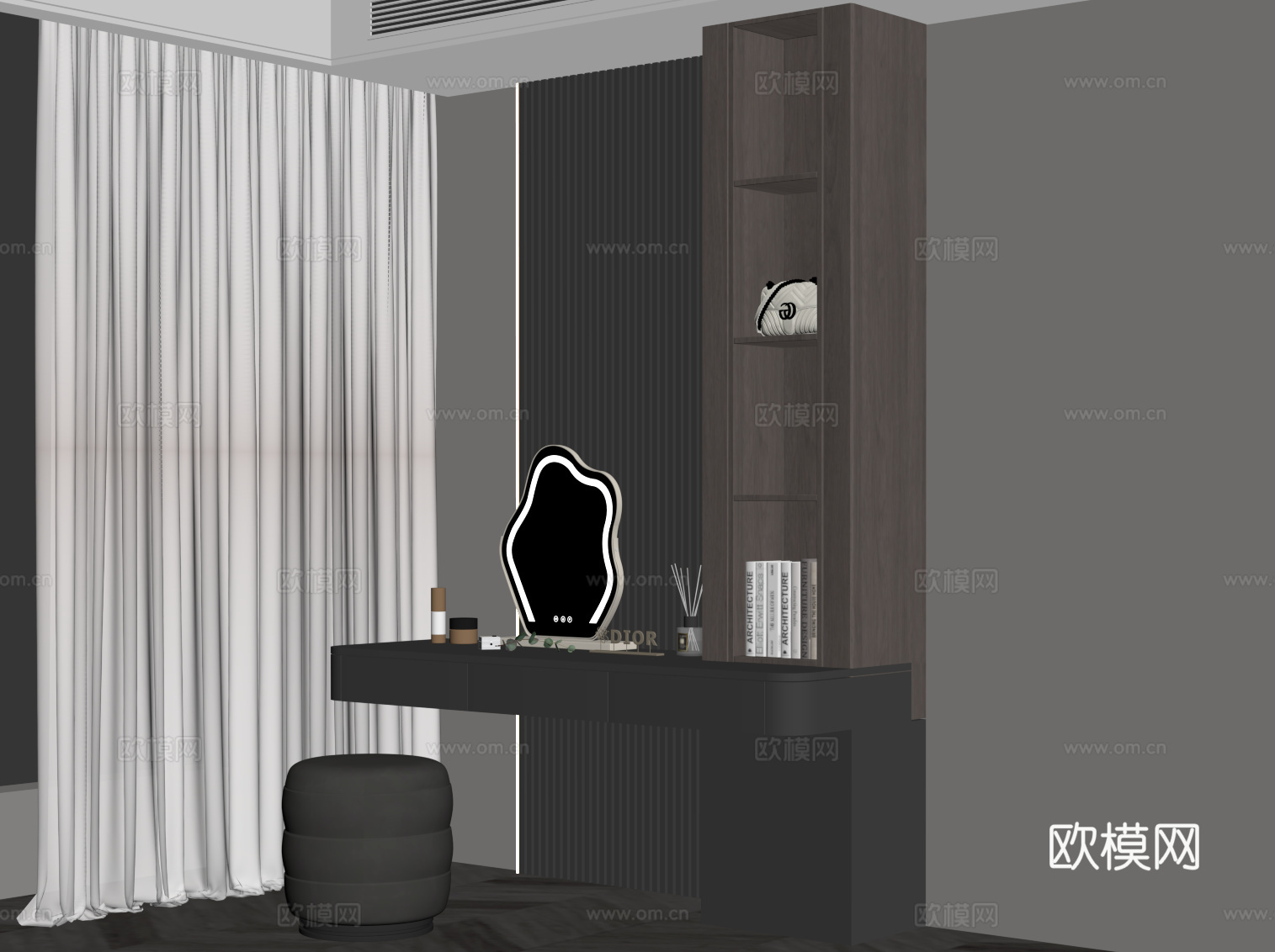 现代梳妆台 化妆品_高星su模型
