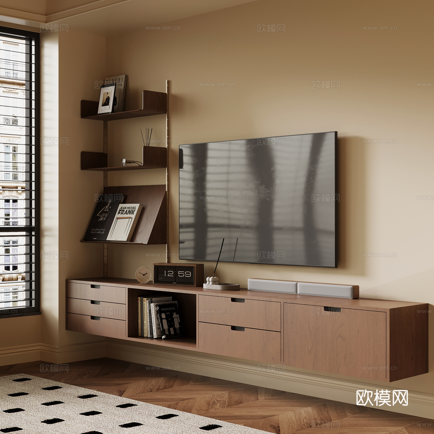 中古风电视柜 悬浮电视柜3d模型下载