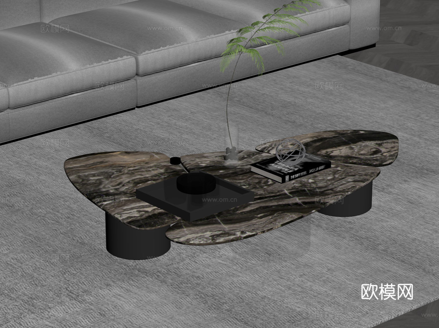 现代意式茶几 异形茶几su模型