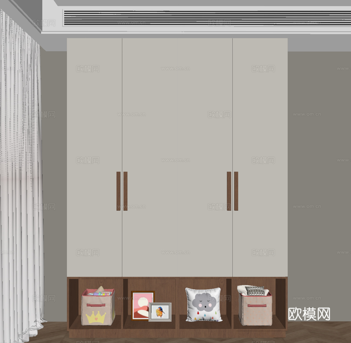 现代衣服 儿童衣柜su模型