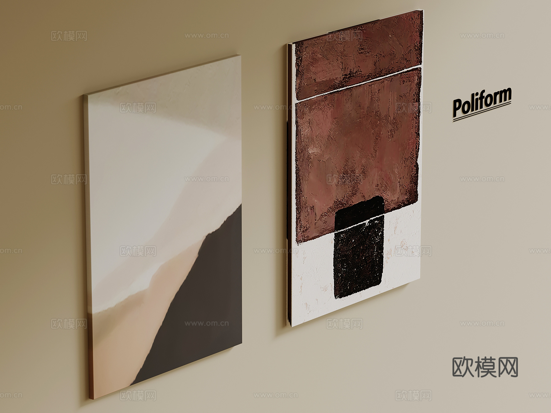 现代挂画 客厅装饰画su模型