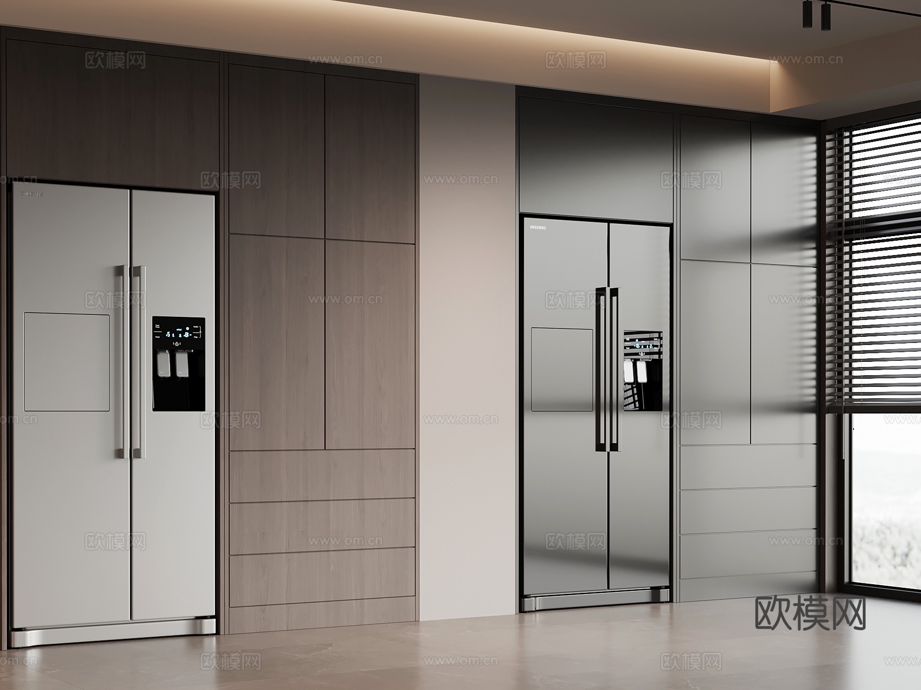 意式冰箱柜 现代极简冰箱柜su模型