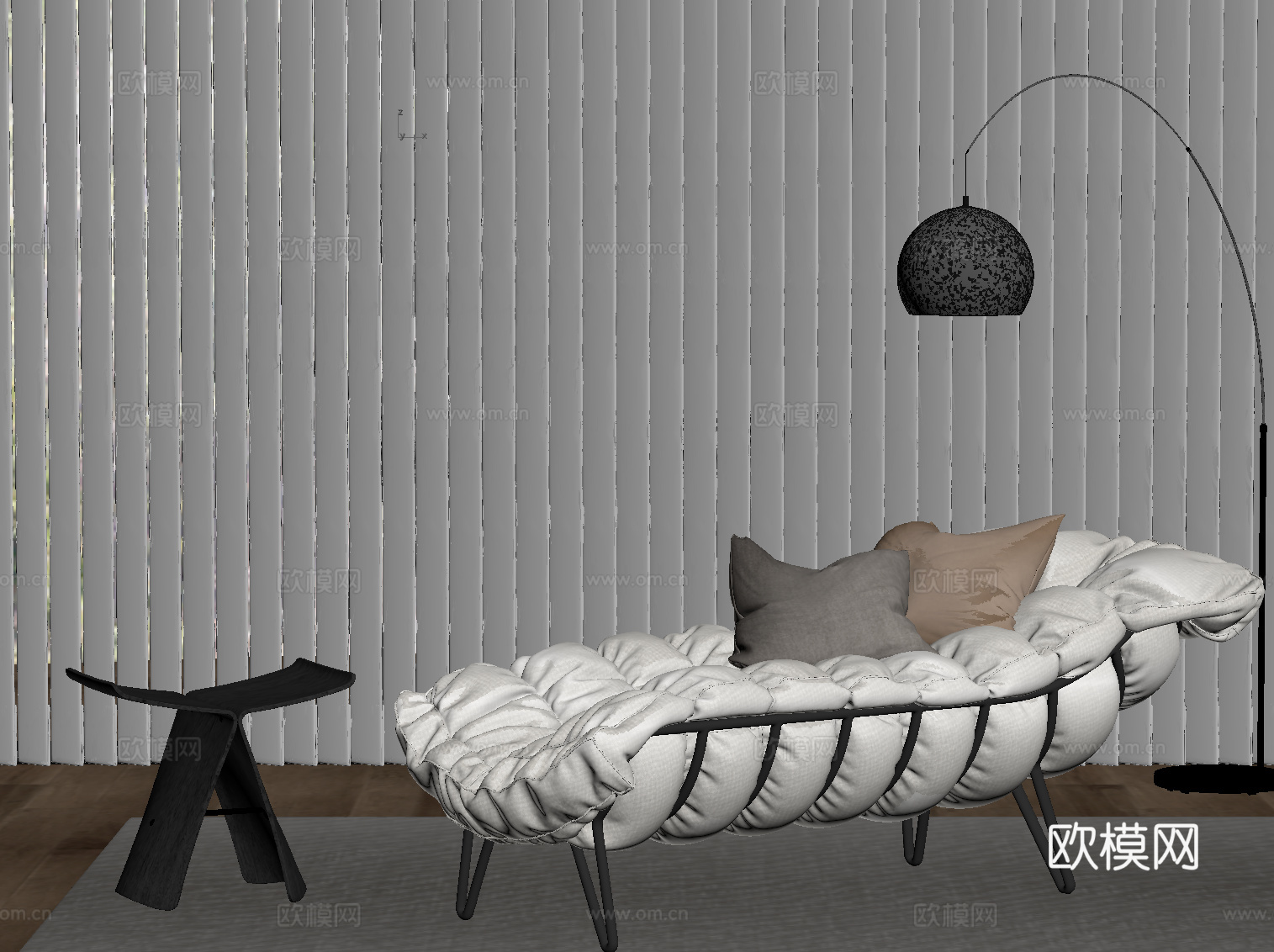 现代躺椅 沙发椅su模型