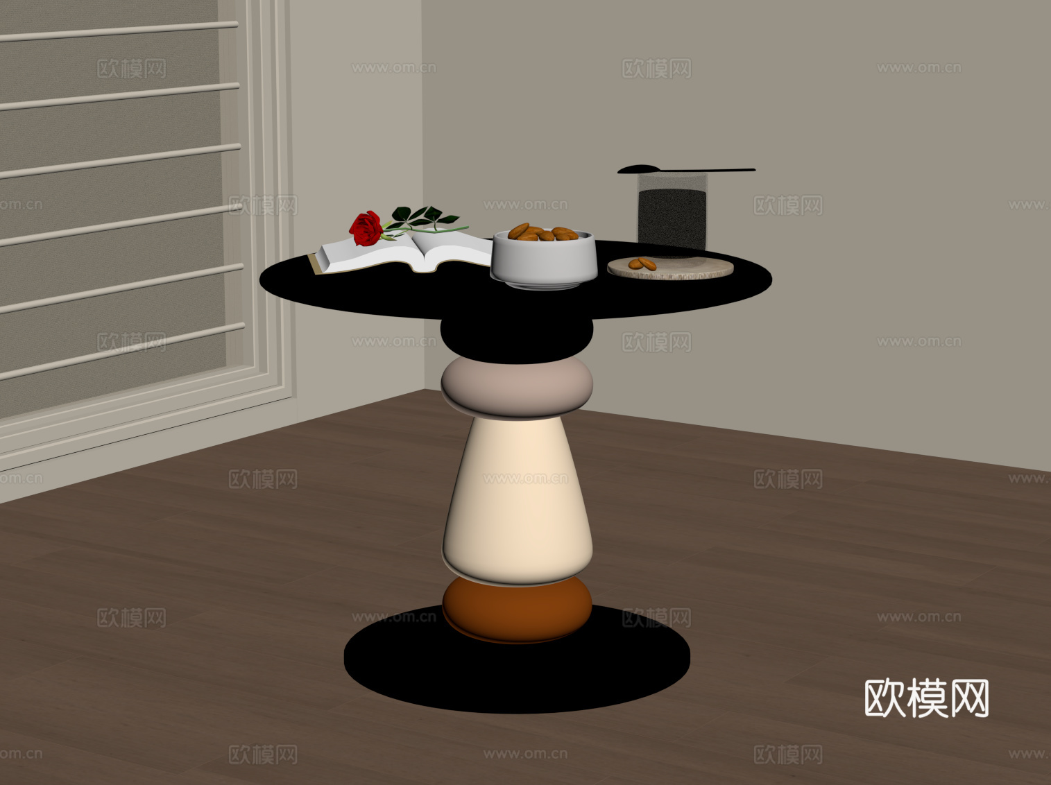 现代极简边几 简约彩色边几su模型