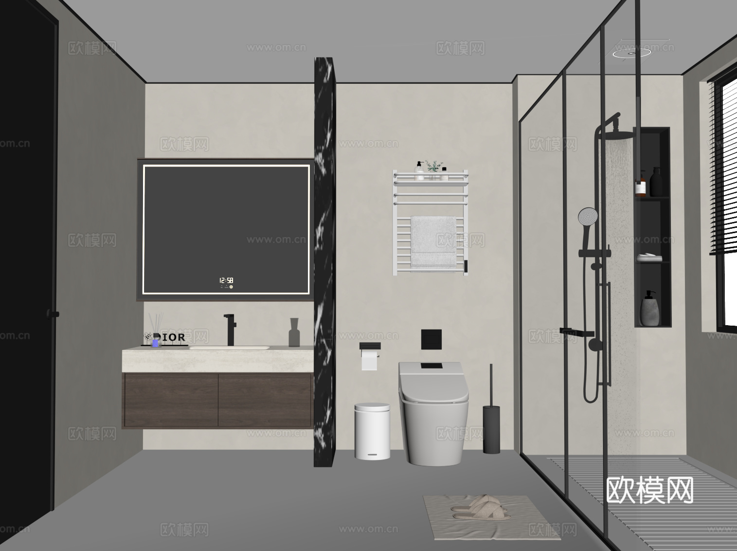 现代卫生间 浴室柜 马桶 卫浴用品su模型