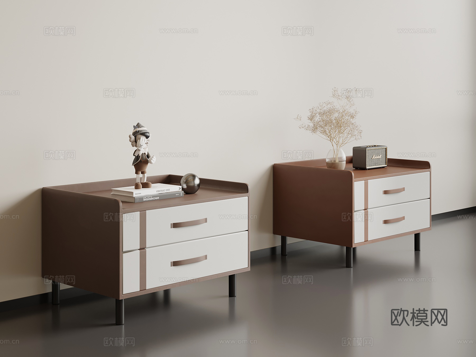 现代意式床头柜 边柜su模型