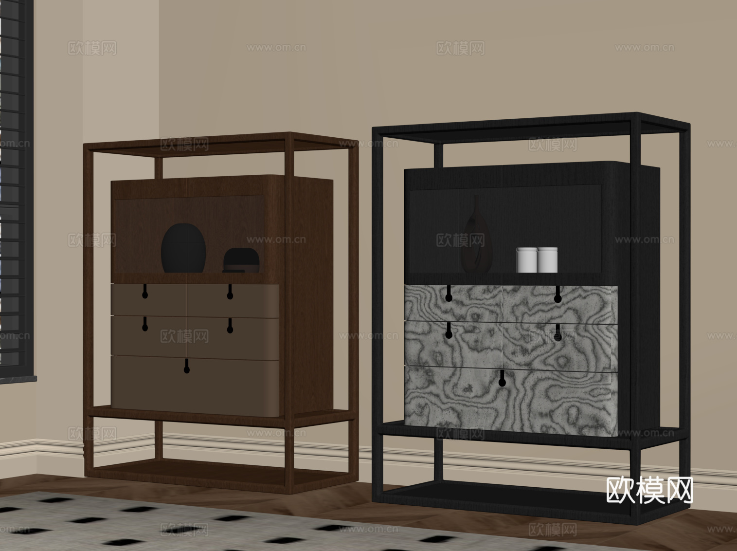 现代酒柜 边柜 装饰柜su模型