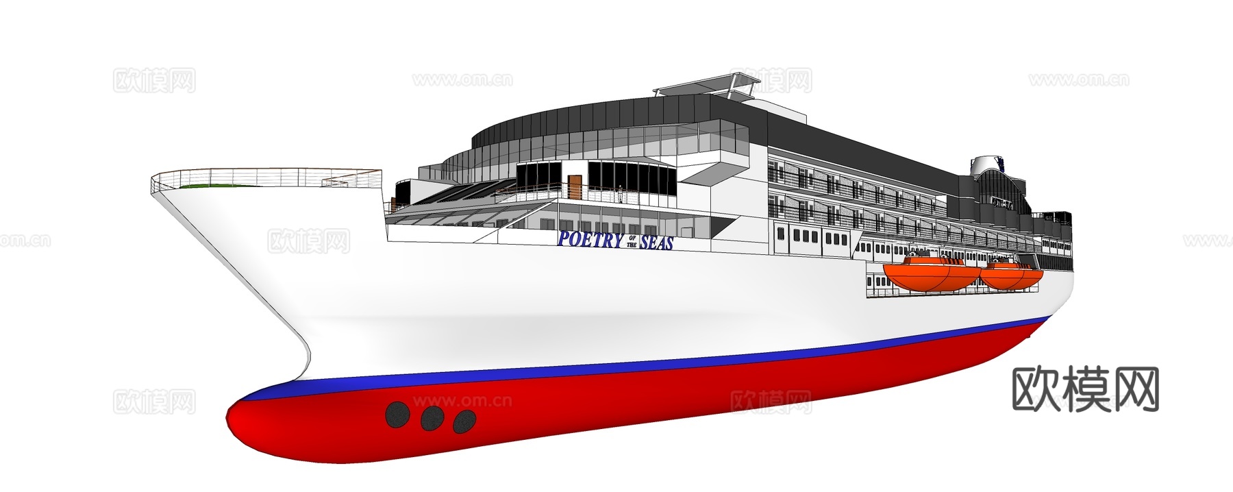 豪华游轮su模型