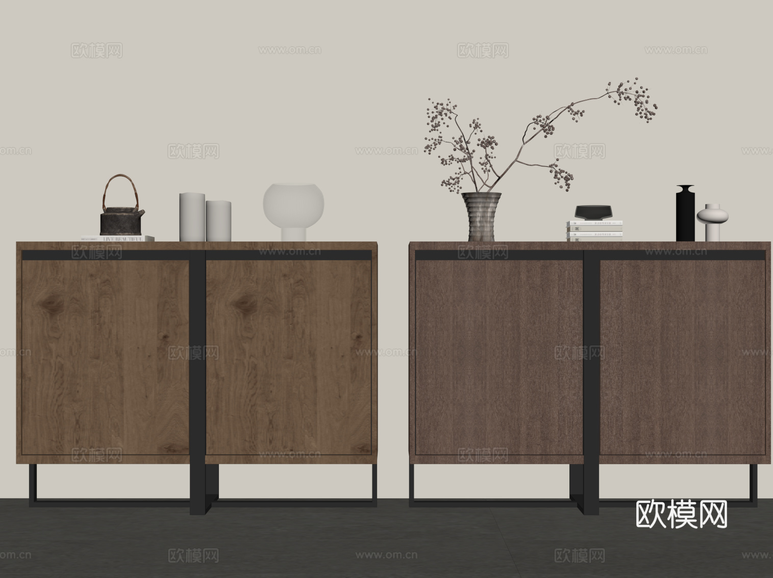 中古风玄关柜 边柜su模型