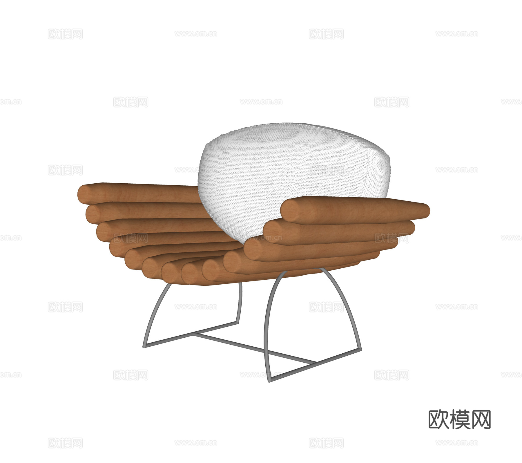 侘寂中古休闲椅su模型