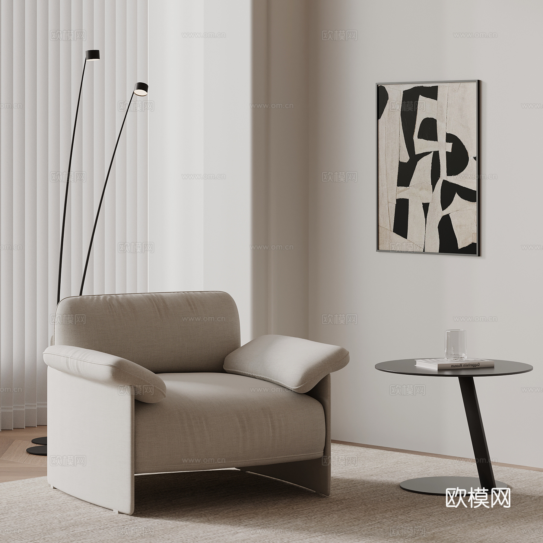 现代单人沙发 休闲沙发su模型