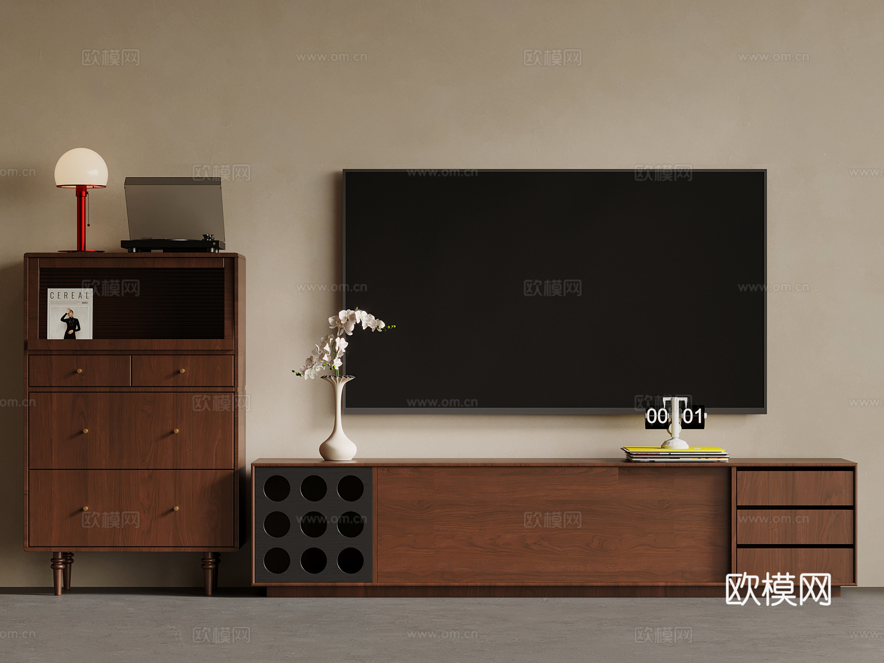 中古风电视柜 斗柜su模型