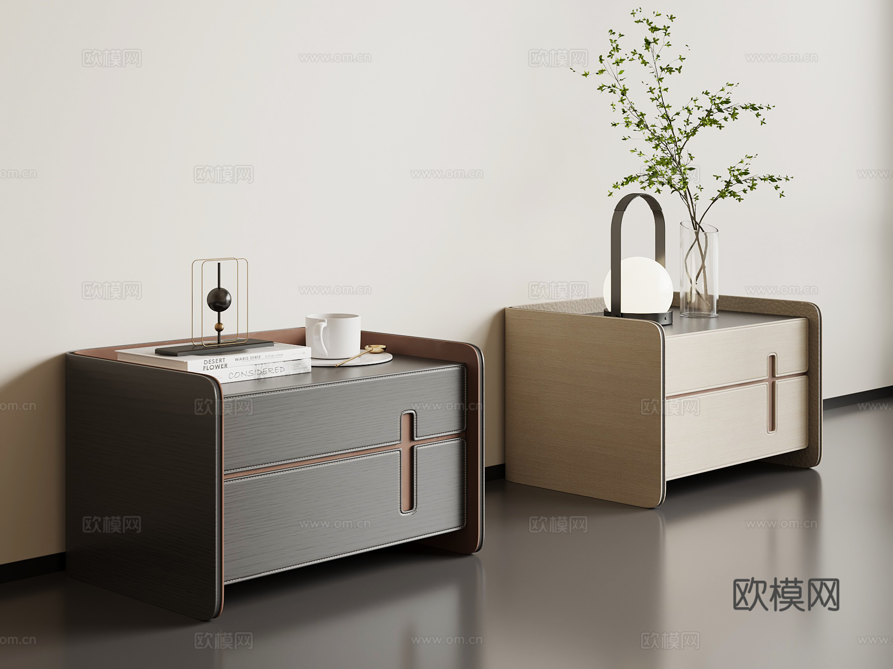 现代意式床头柜su模型