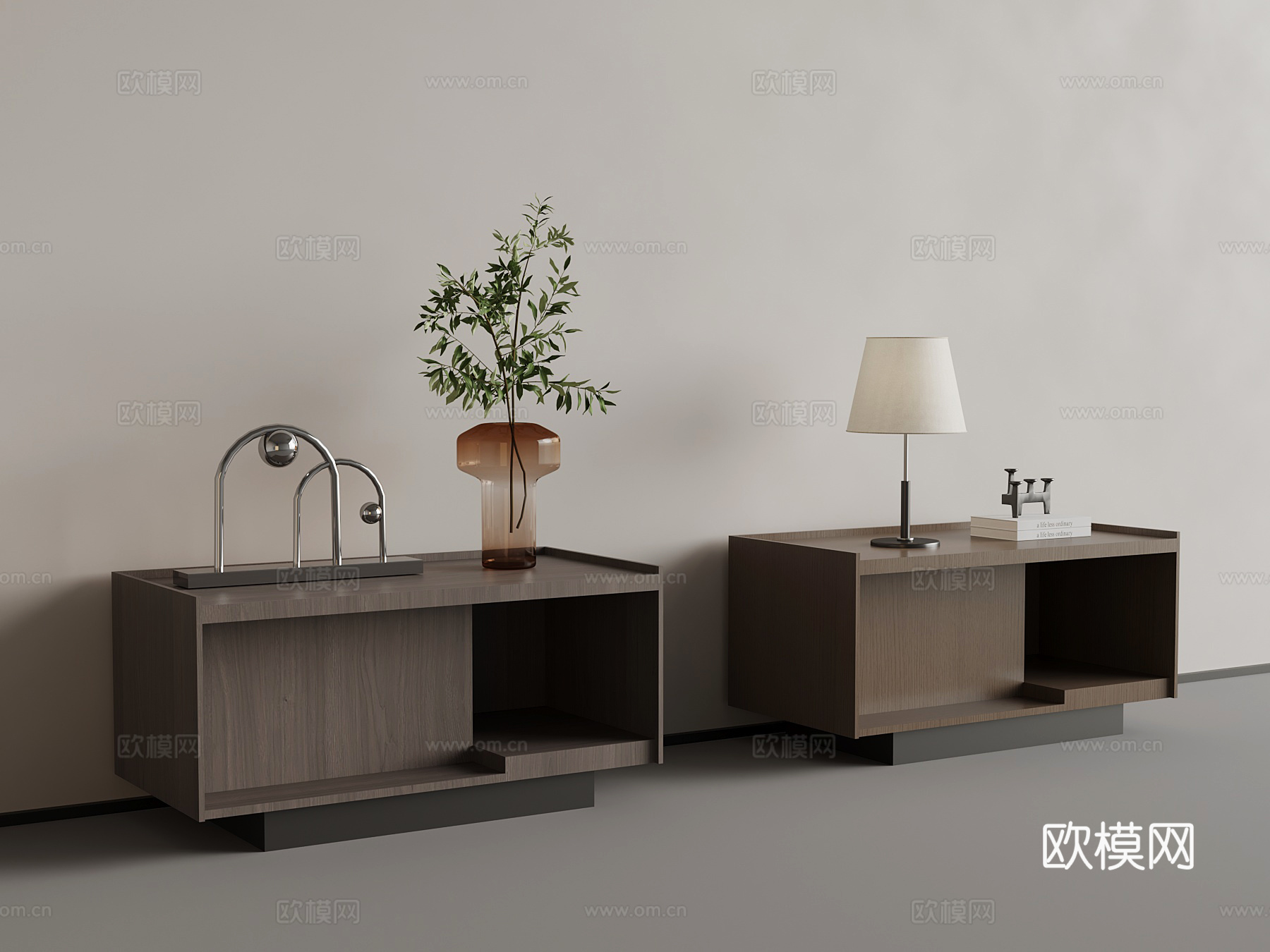 现代意式床头柜su模型