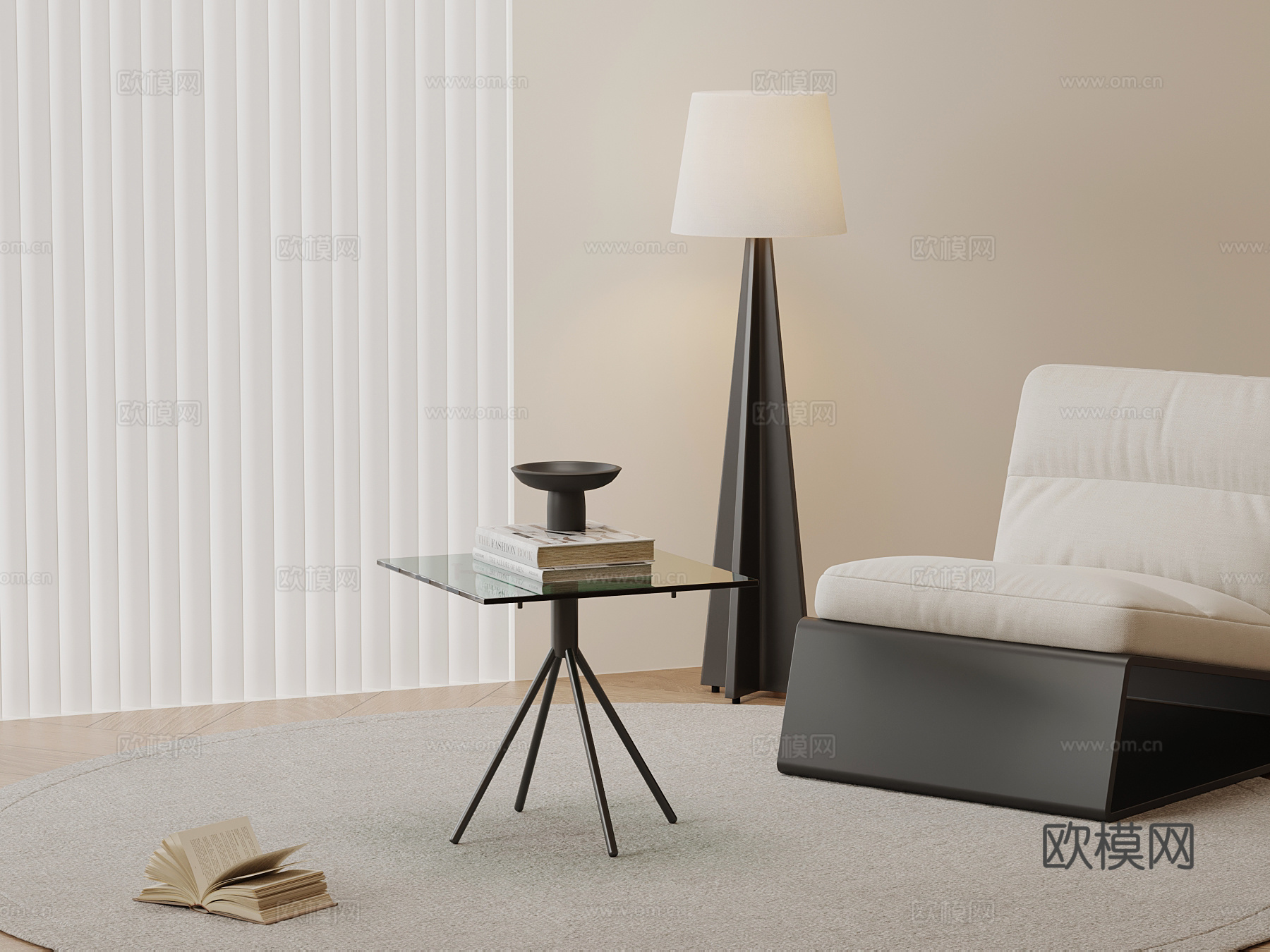 现代边几 方形边几su模型