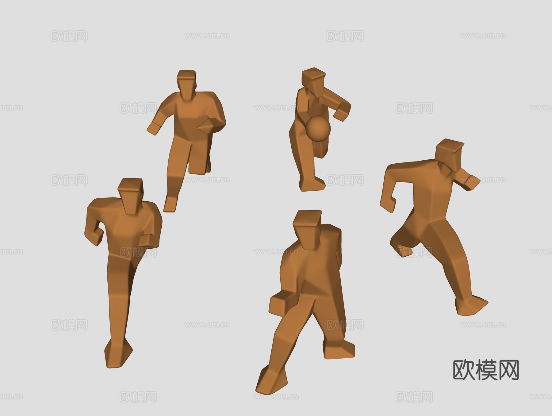 运动人物雕塑 简模运动雕塑 底多边形运动雕塑 运动雕塑 景观su模型