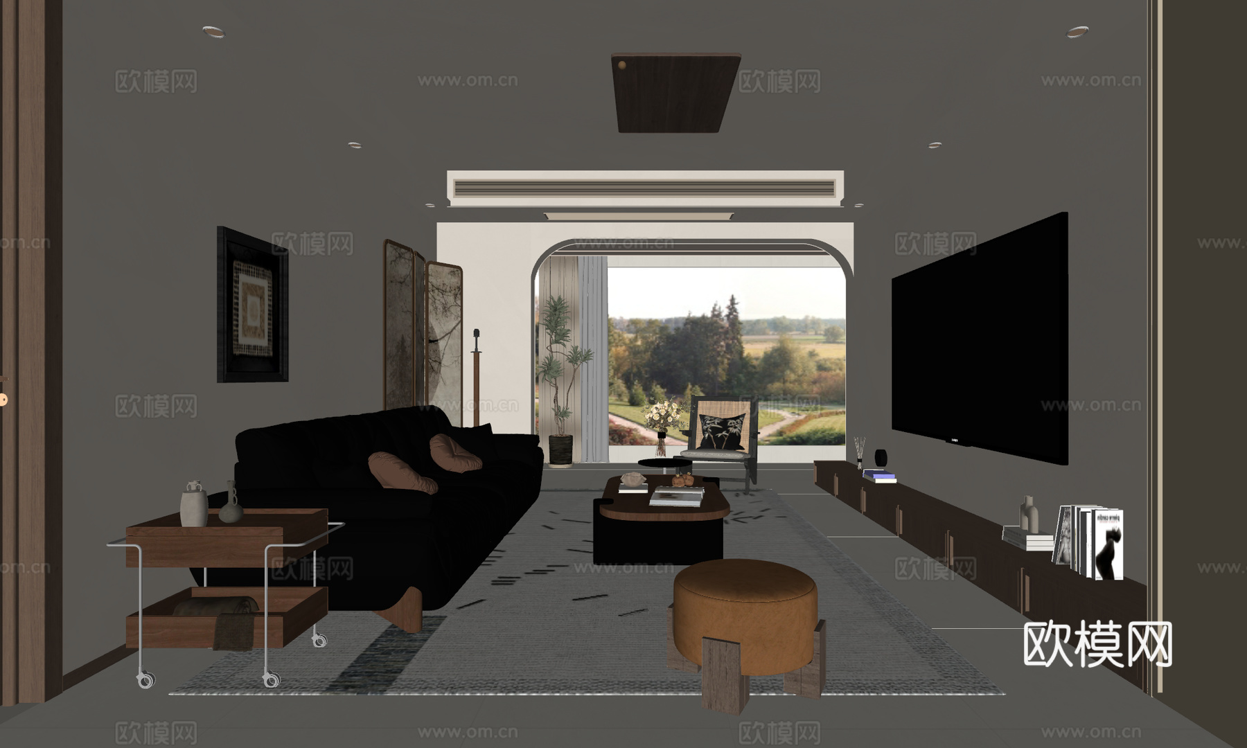 中古风客厅su模型