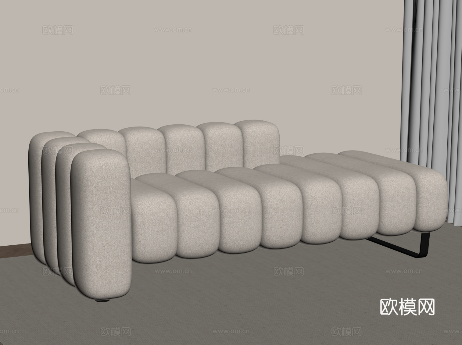 现代奶油贵妃椅 沙发椅su模型