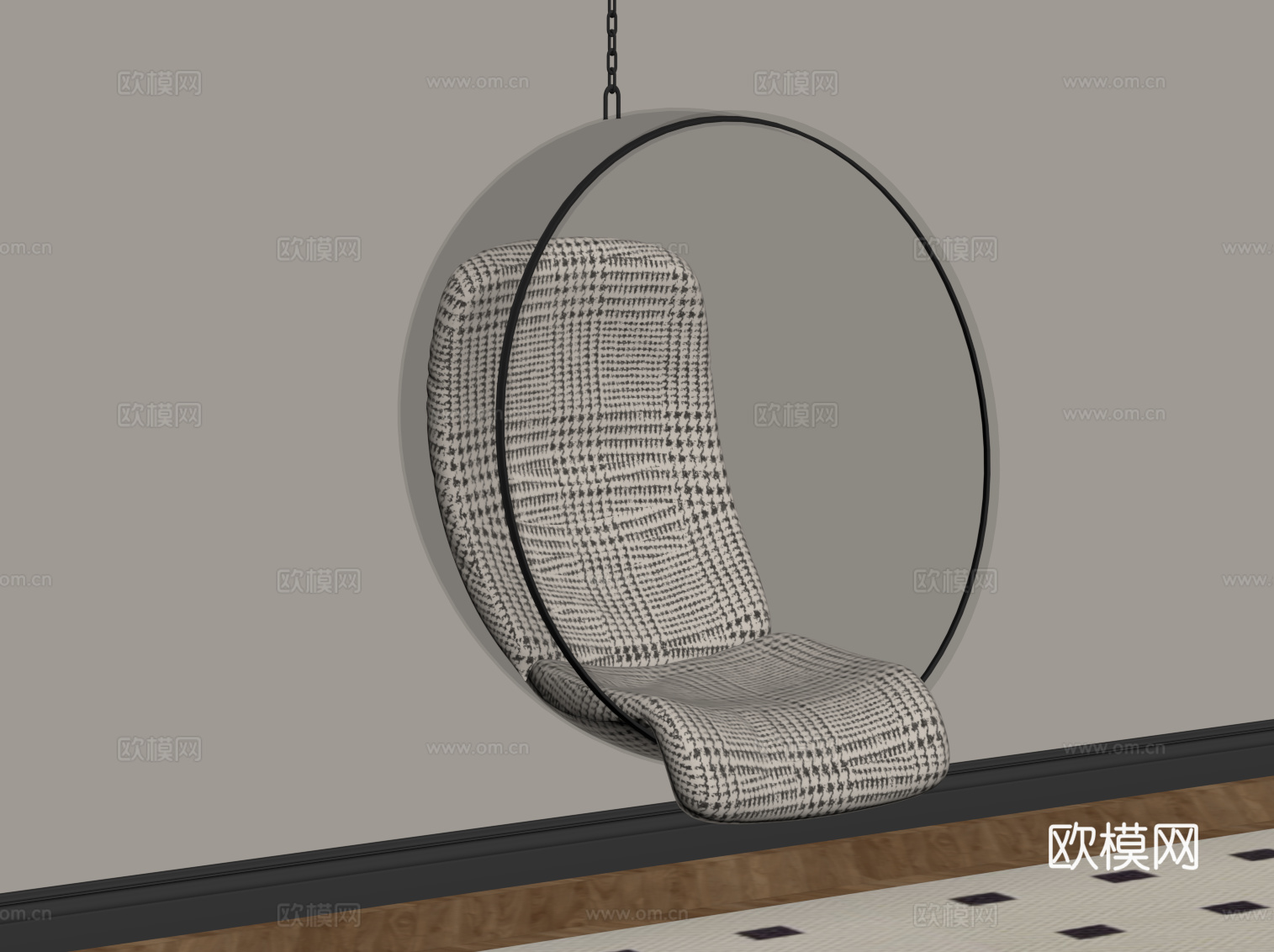 现代吊椅 玻璃吊椅su模型下载（渲染图2）