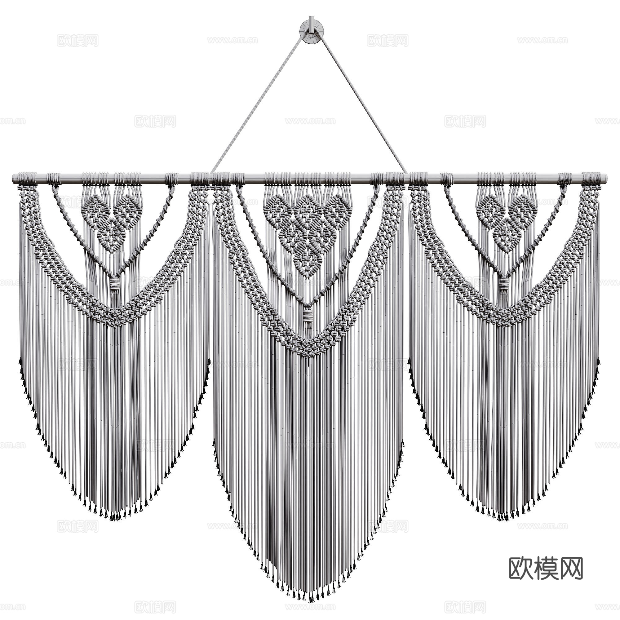 Large Handmade Boho Macrame免费3d模型下载（渲染图4）