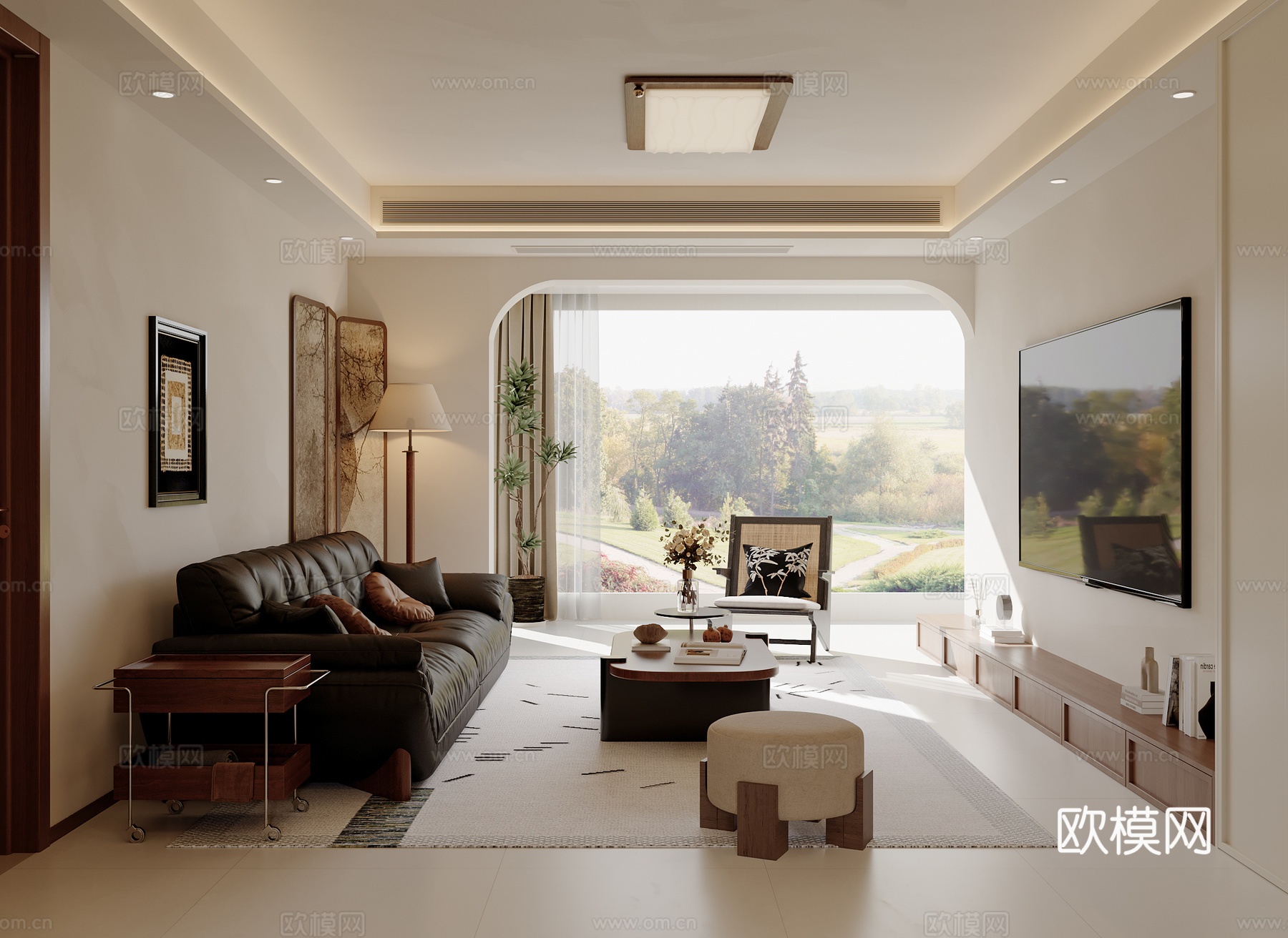 中古风客厅su模型