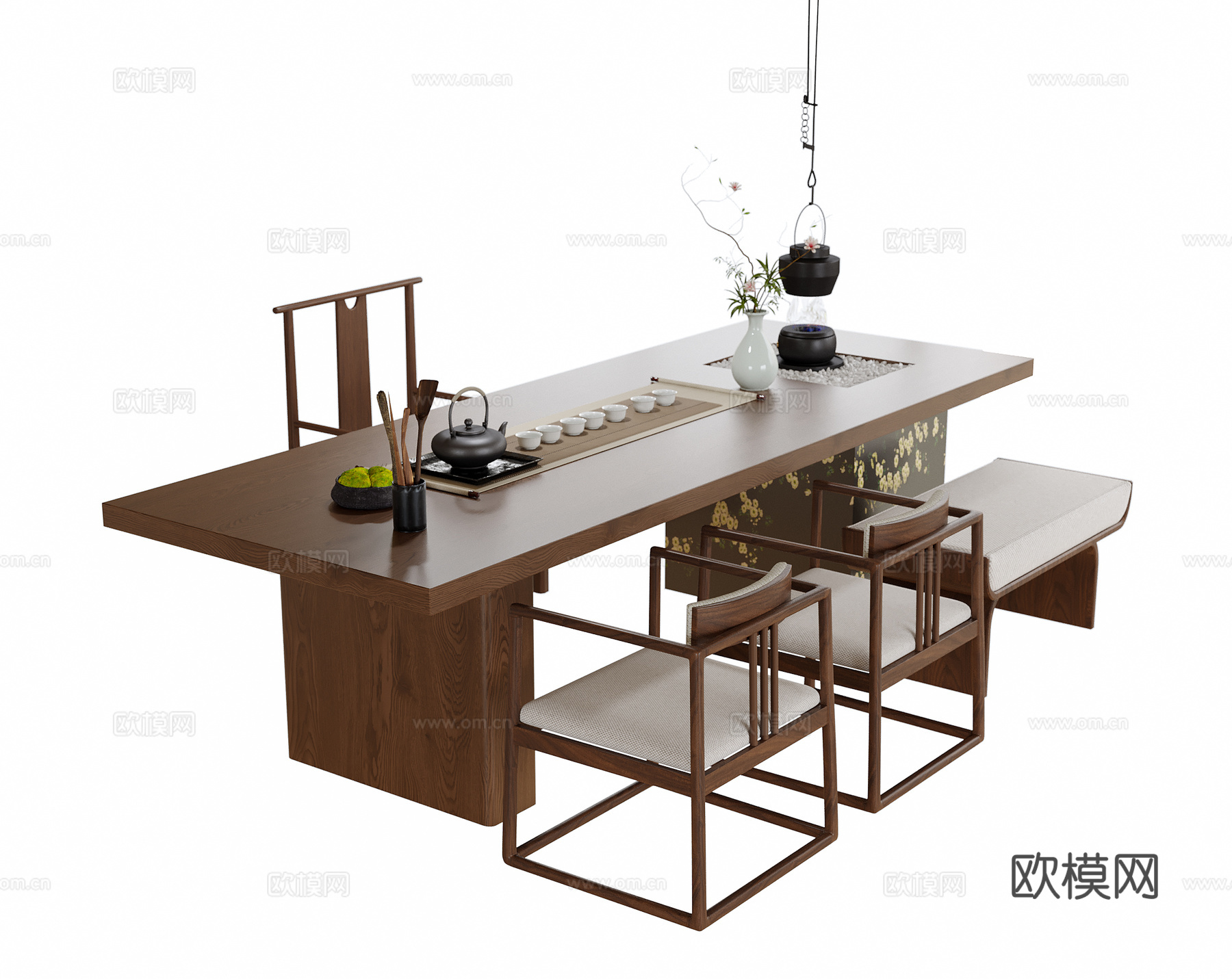 现代茶桌椅 茶桌 茶椅su模型