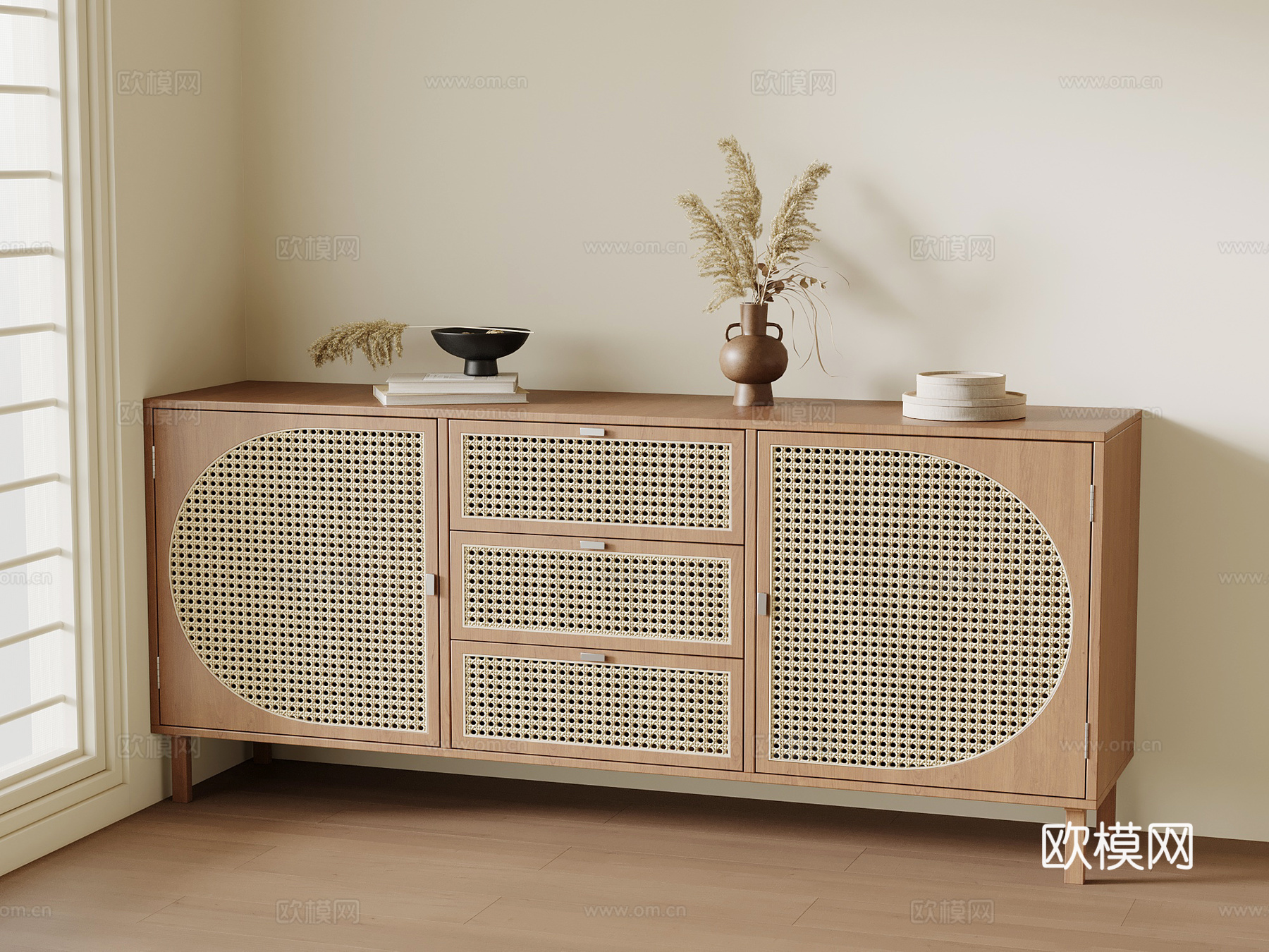 中古风餐边柜 玄关柜  边柜su模型