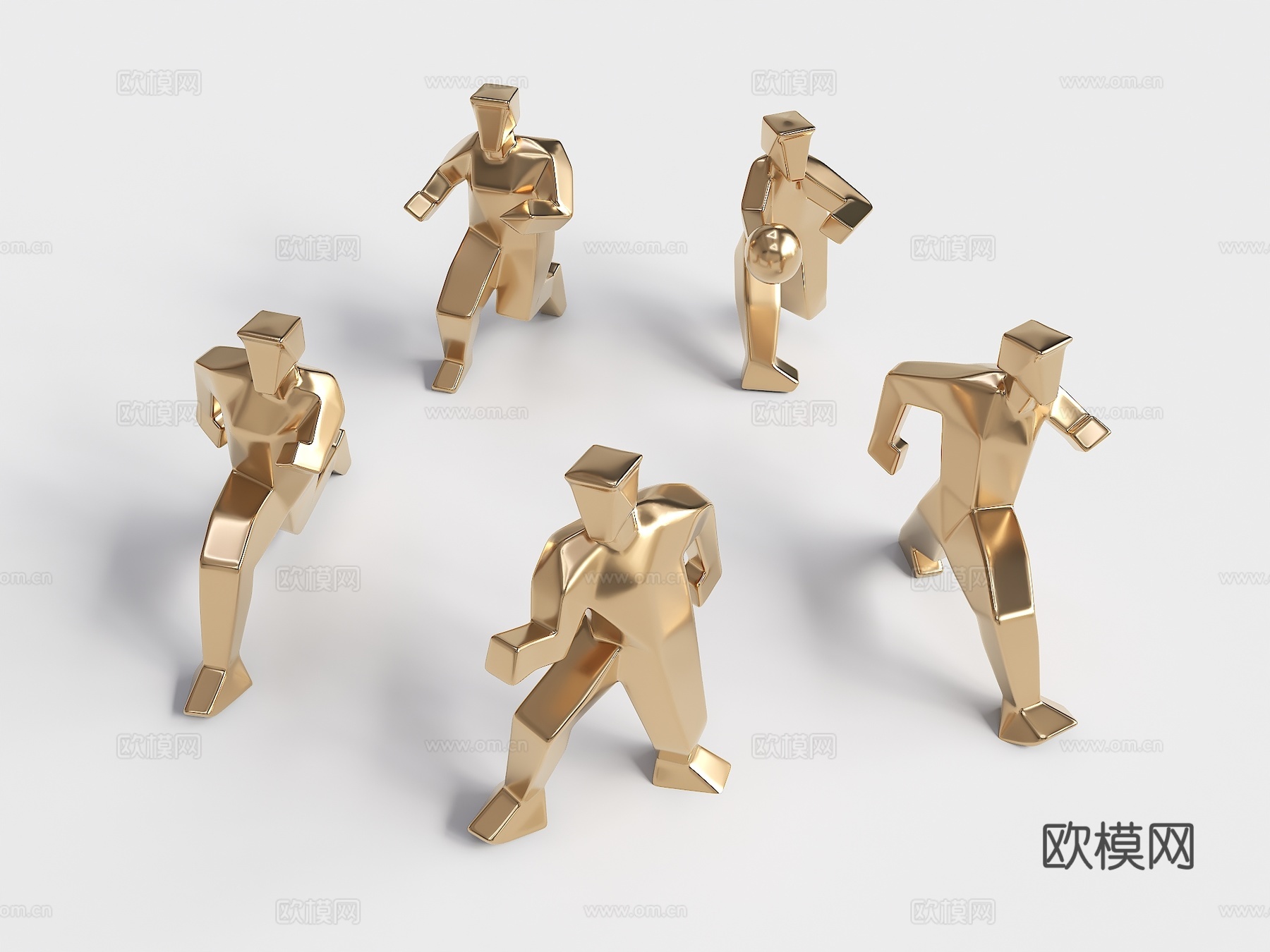 运动人物雕塑 简模运动雕塑 底多边形运动雕塑 运动雕塑 景观su模型