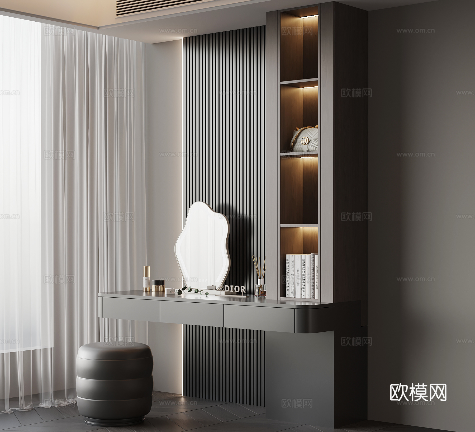 现代梳妆台 化妆品_高星su模型