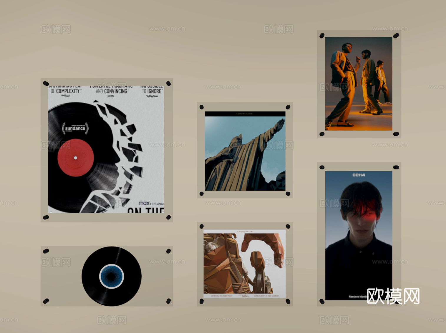 现代意式墙饰 照片墙 装饰画su模型