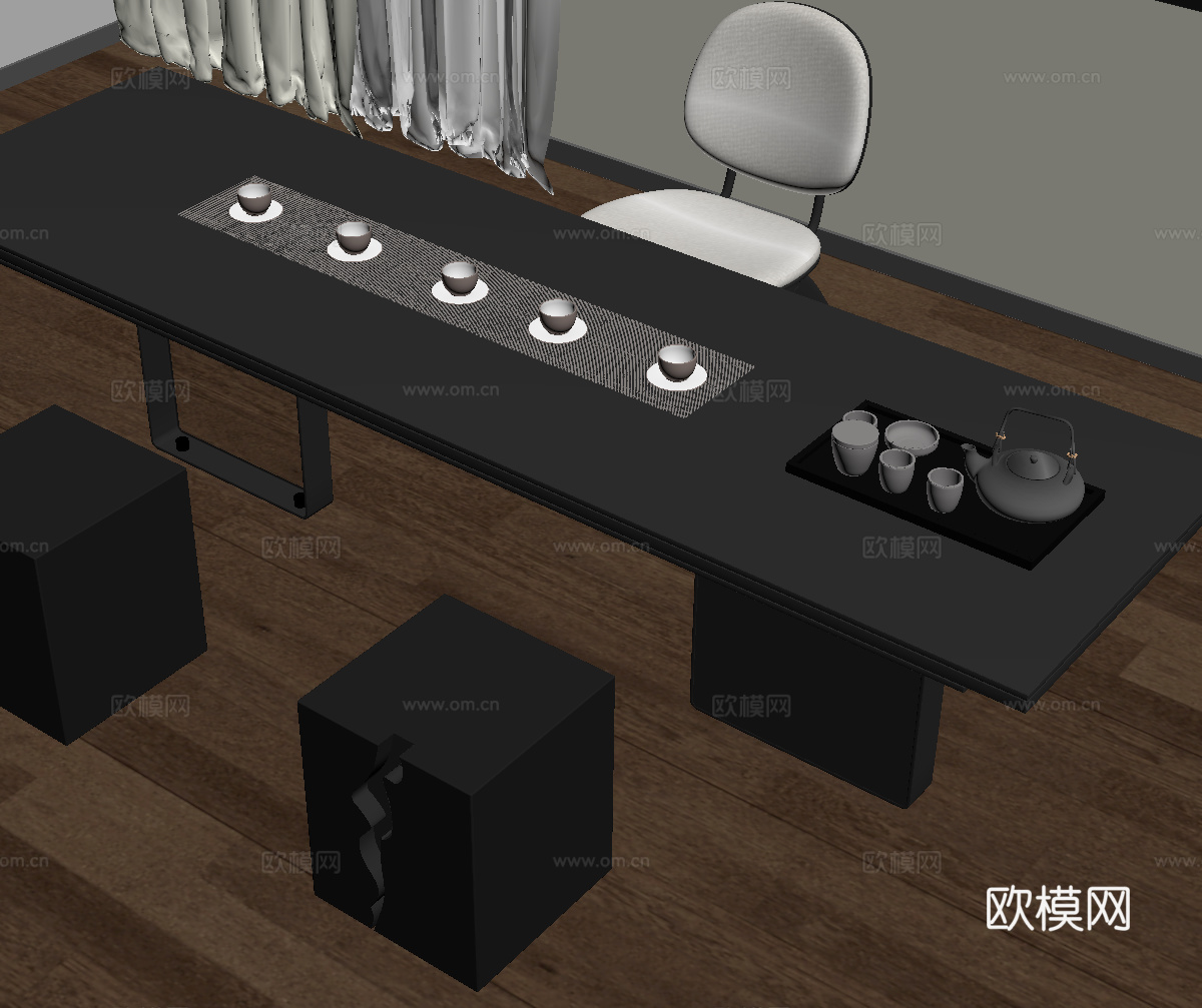 现代茶桌椅su模型