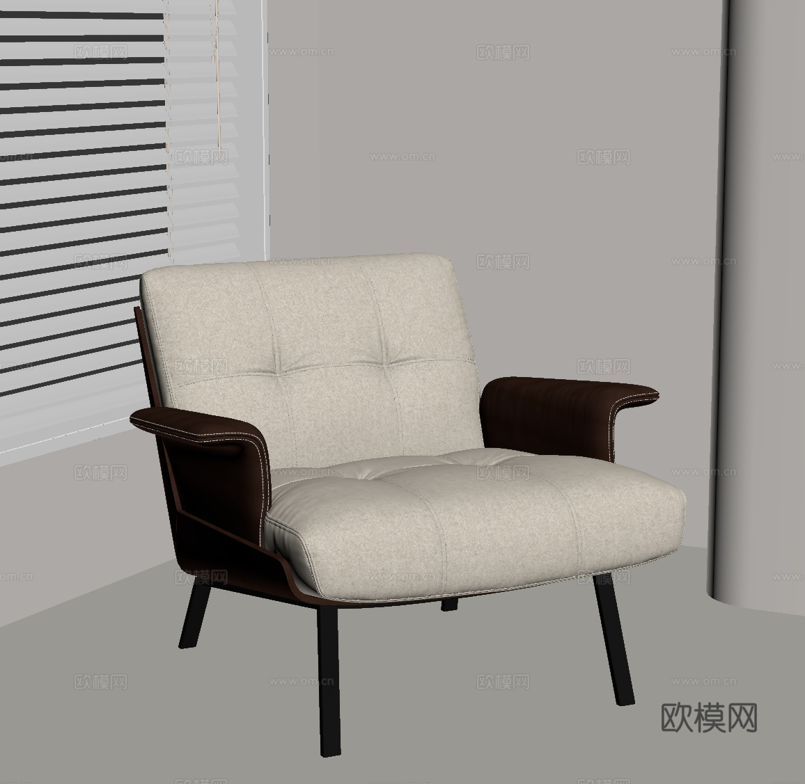 现代意式单人沙发 休闲椅su模型