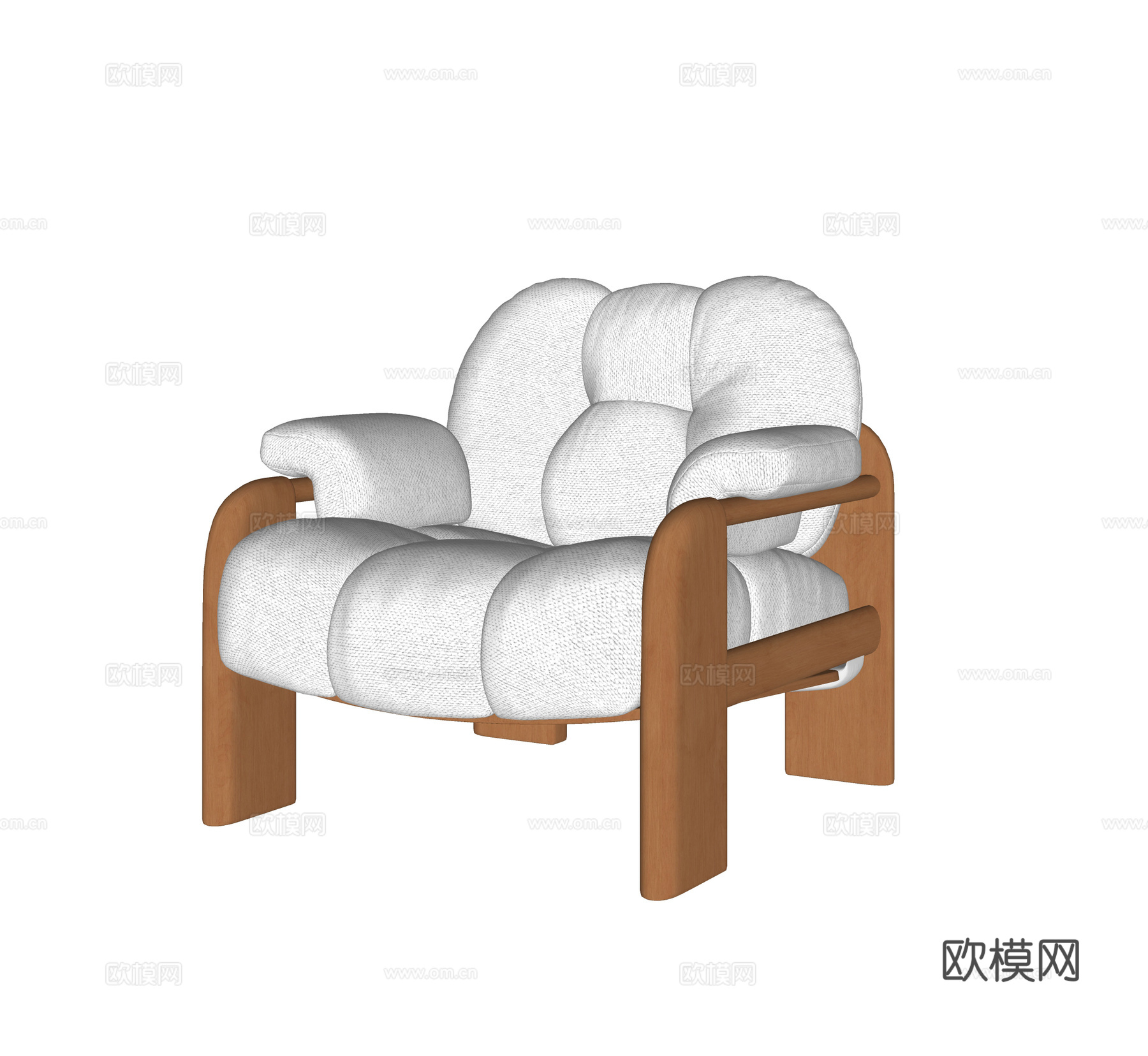 中古奶油休闲椅su模型