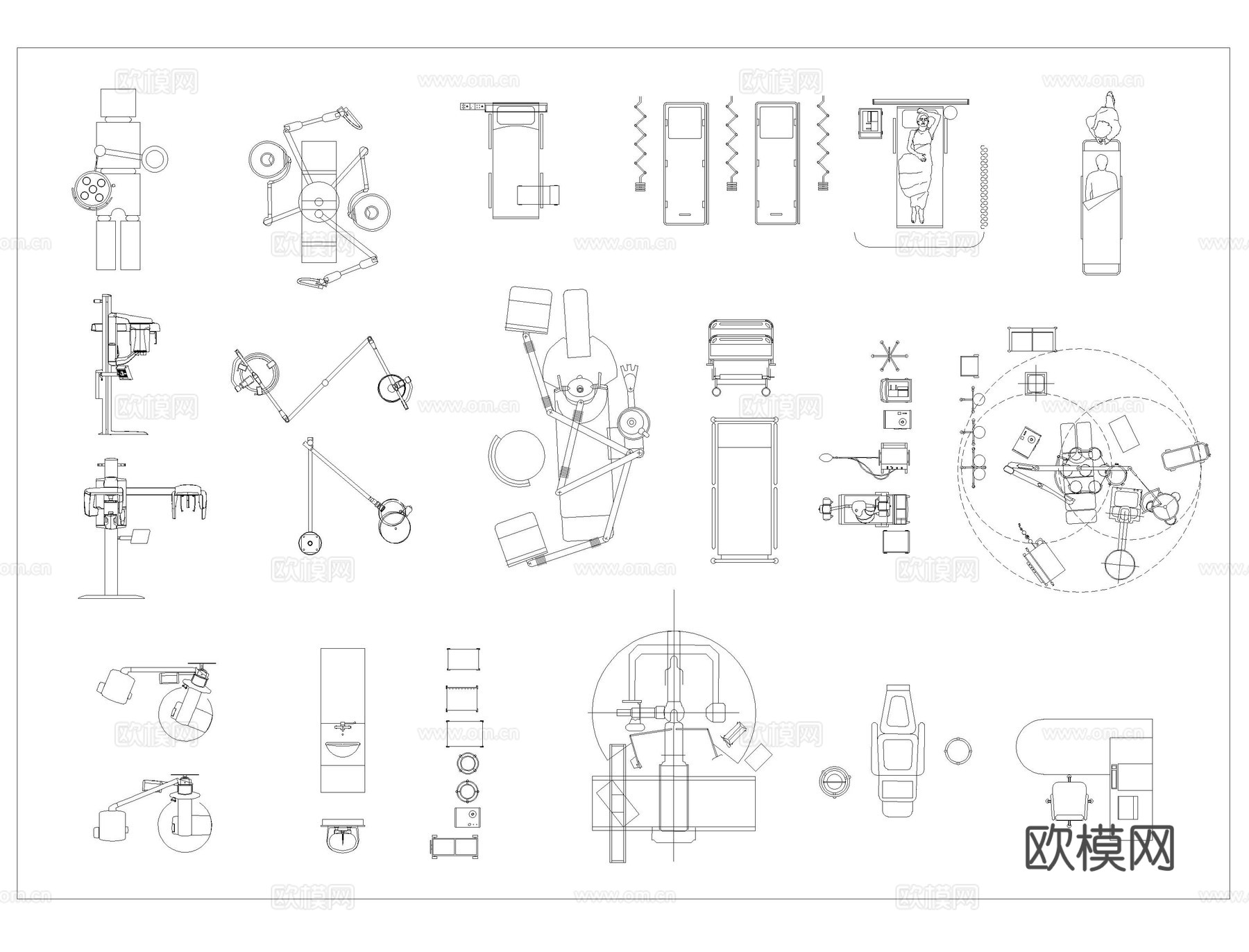 医疗器材设备CAD图库cad施工图下载（渲染图1）